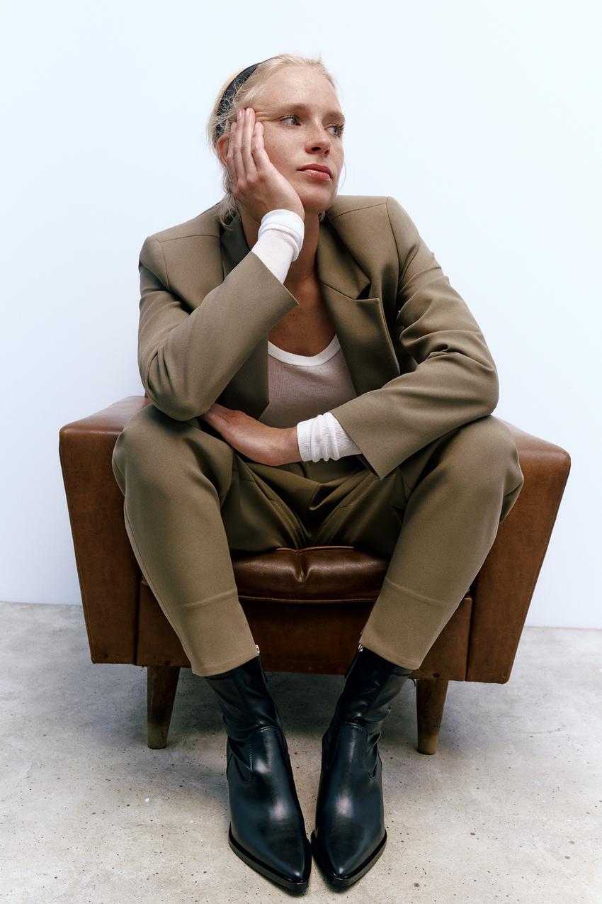 Wide heeled stretch ankle boots zara Clearance