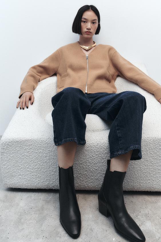 LEATHER HEELED ANKLE BOOTS