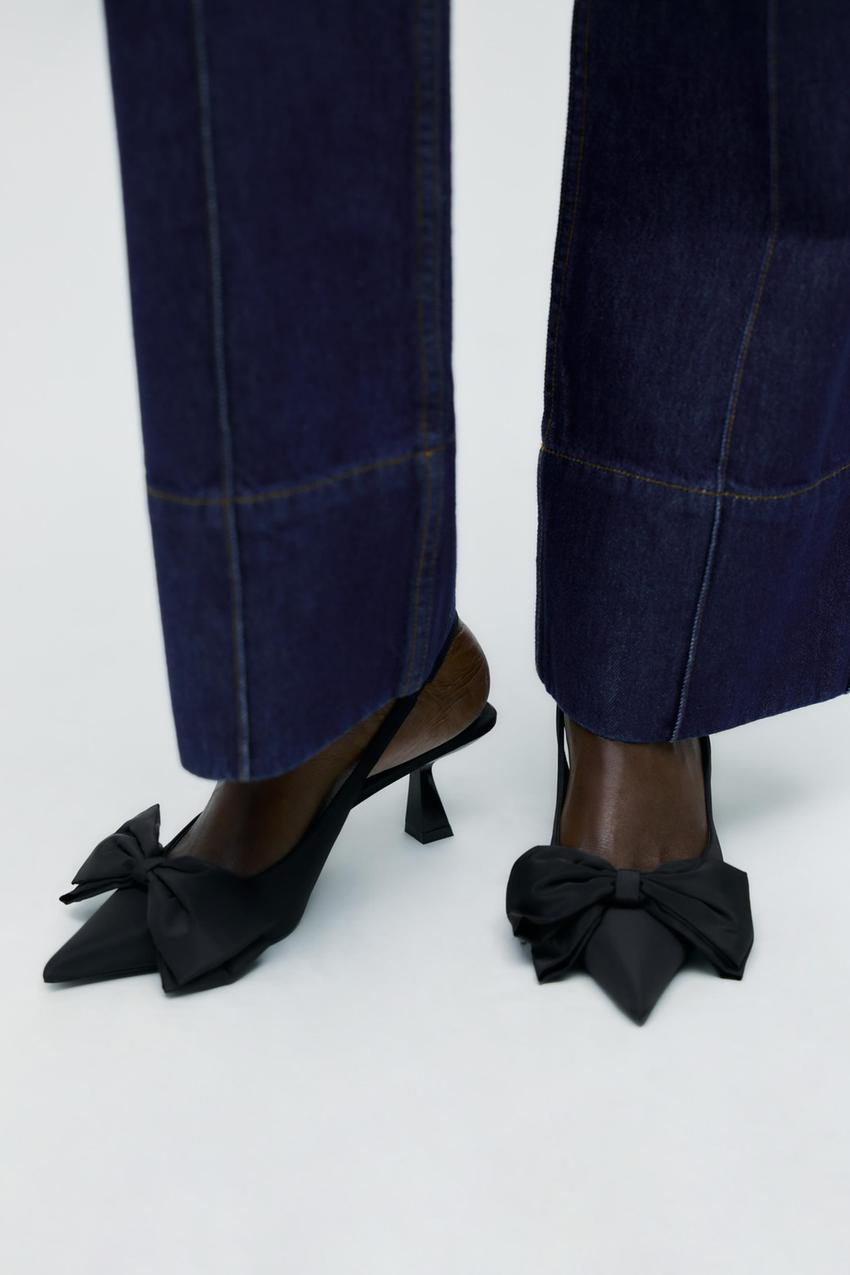 Zara black bow shoes Clearance