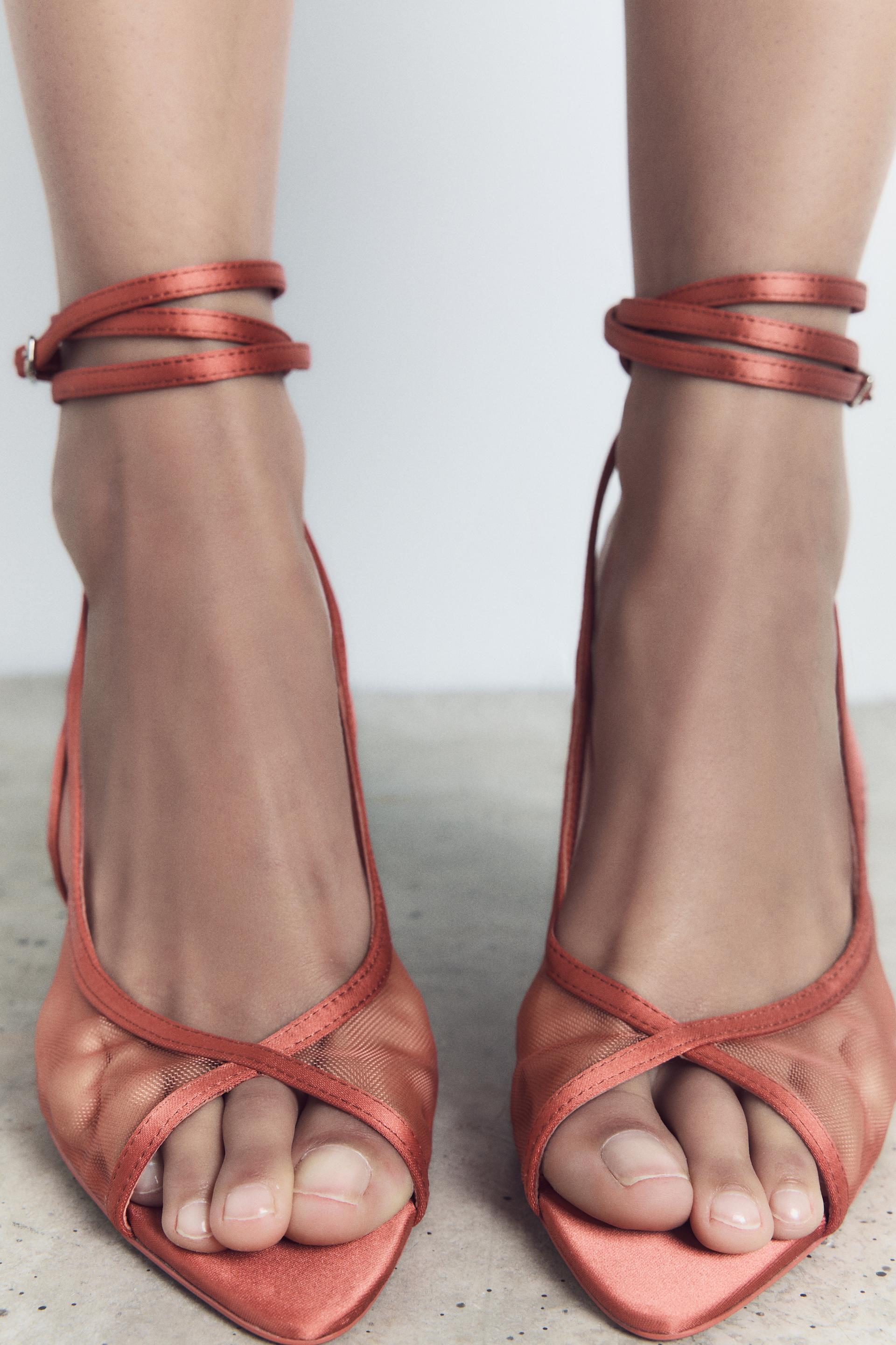 Zara high heel mesh sandals Outlet