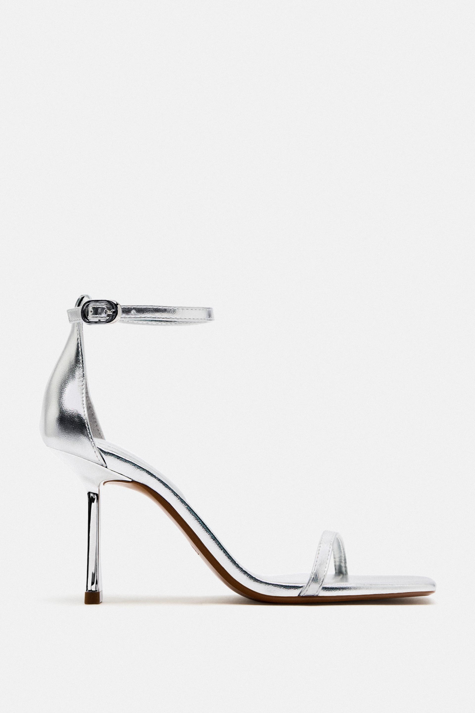 Zara metallic heeled sandals Clearance
