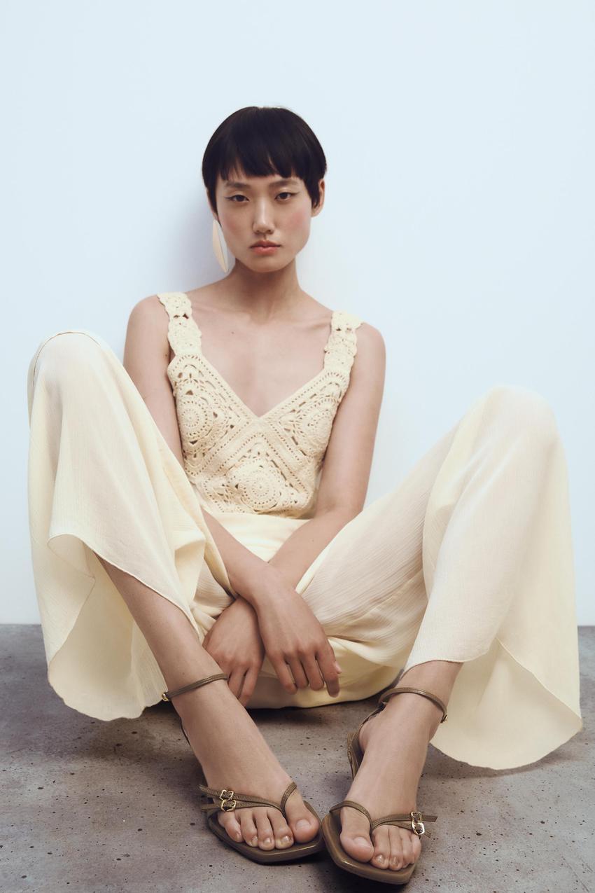 Zara leather strappy sandals Clearance