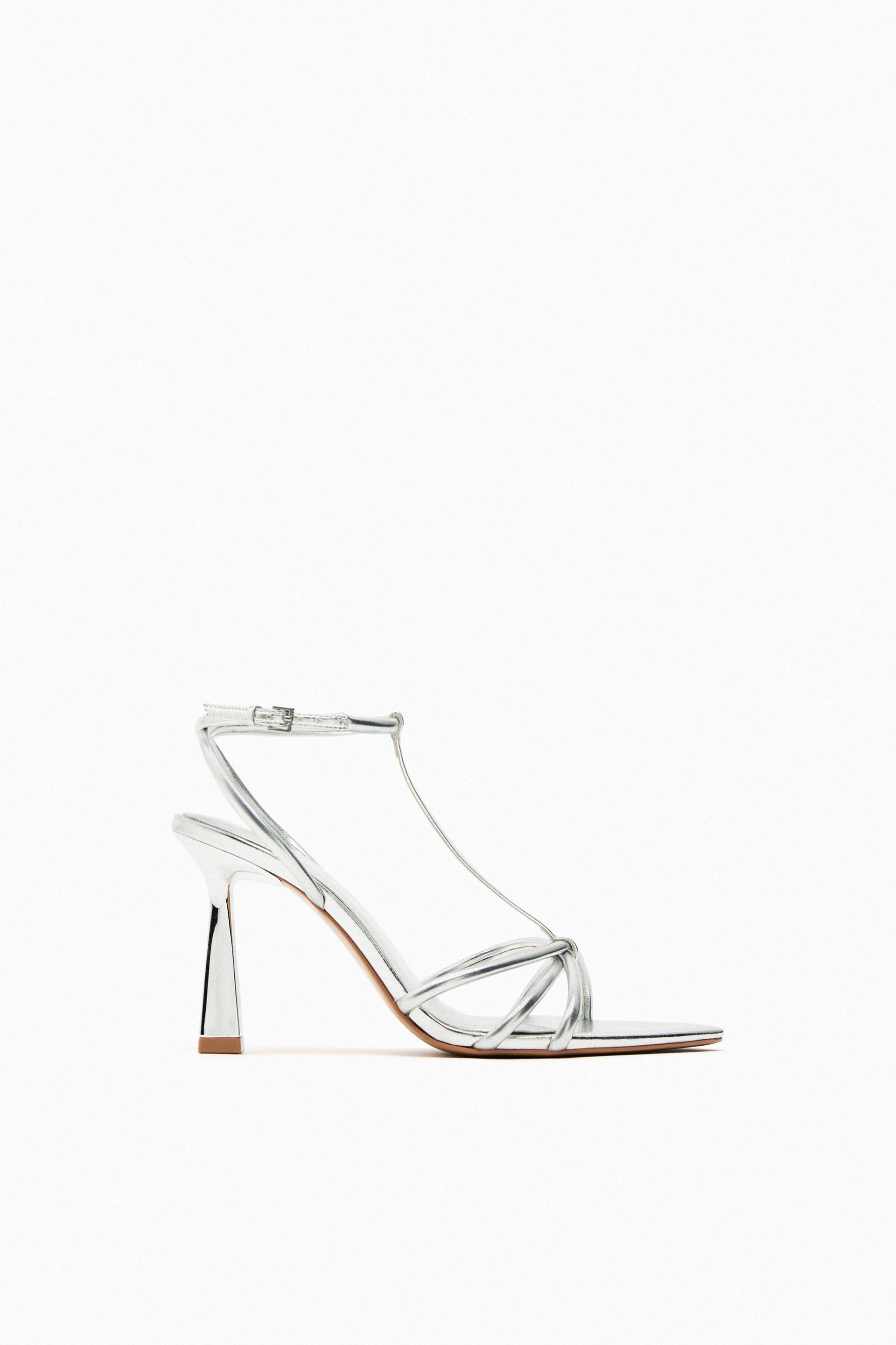 Zara metallic heeled sandals Clearance