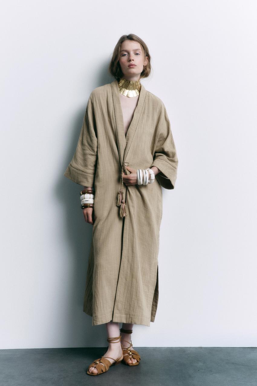 Tied flat leather sandals zara Clearance