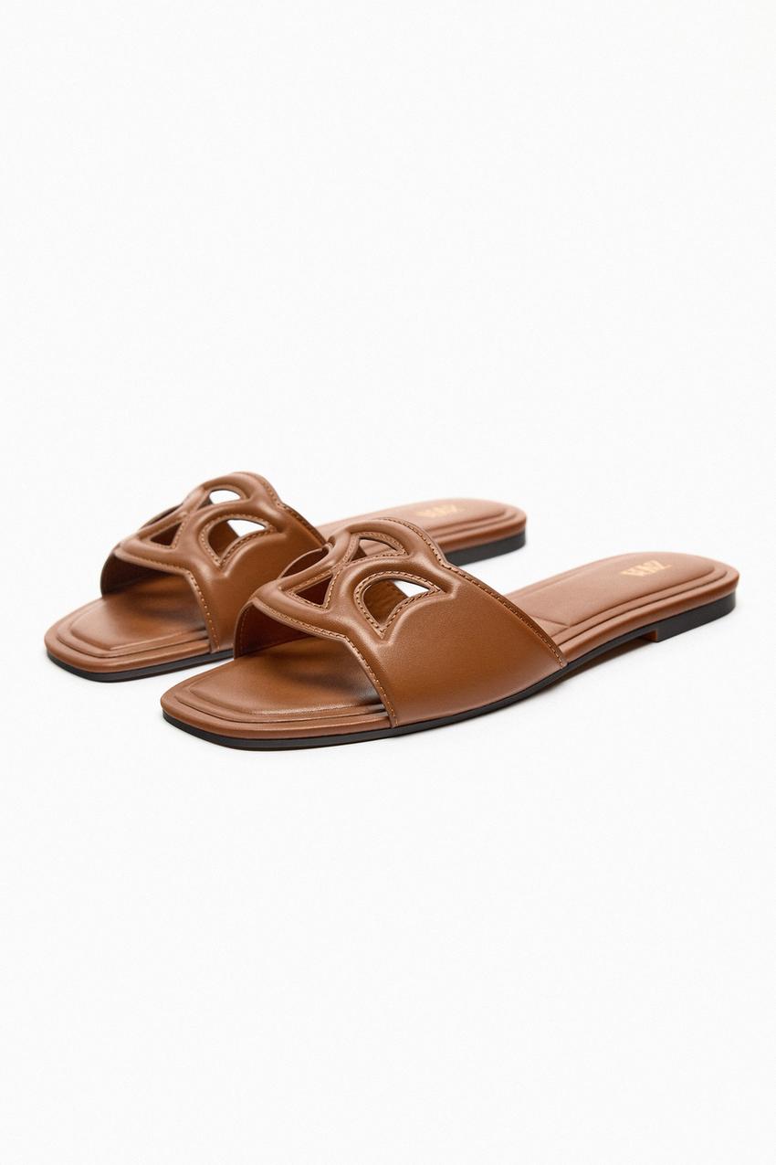 Padded flat leather sandals zara Clearance