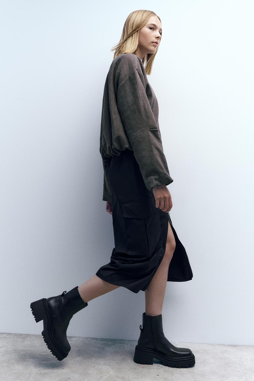 Leather track sole ankle boots zara Clearance