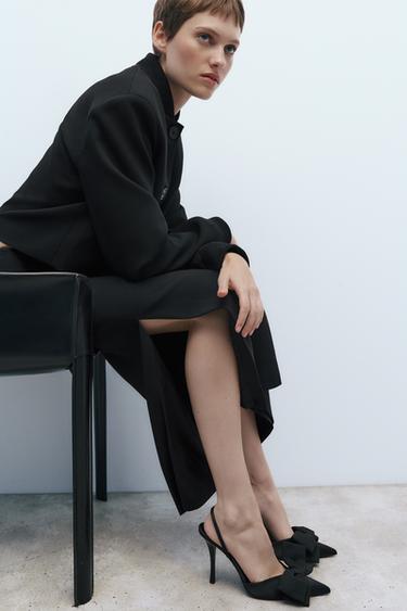 Zara BOW TRIM HEELED SHOES - Black
