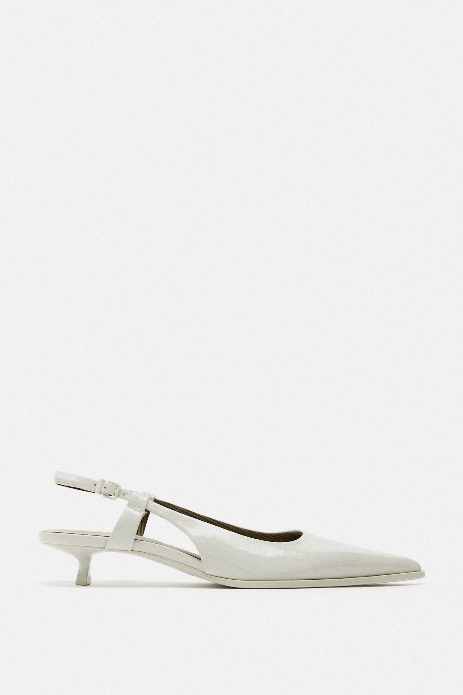 Zara kitten heel slingback shoes Clearance