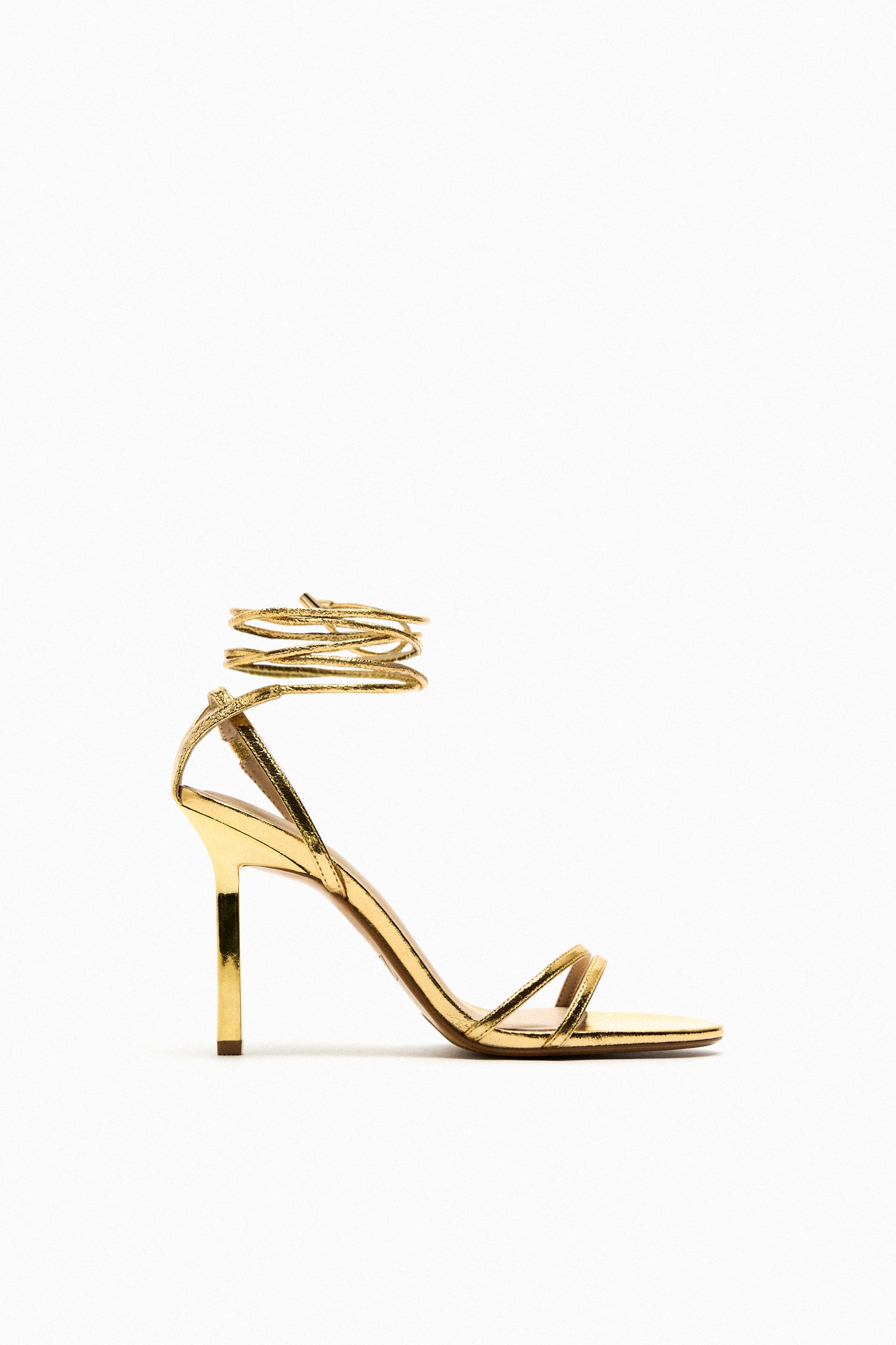 Zara gold wrap sandals Clearance