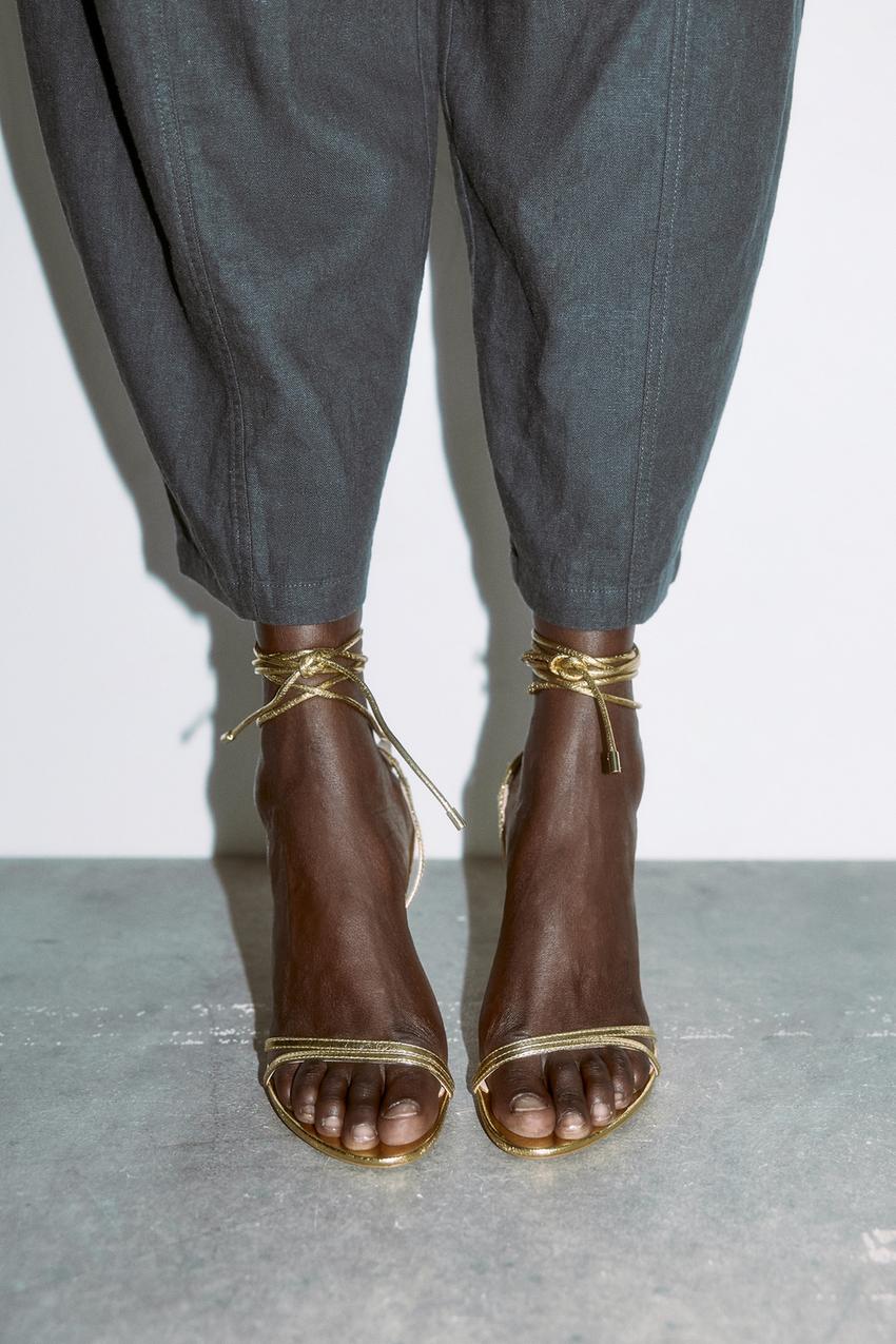 Zara gold wrap sandals Clearance
