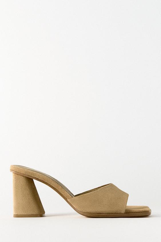 Zara brown heeled sandals Clearance