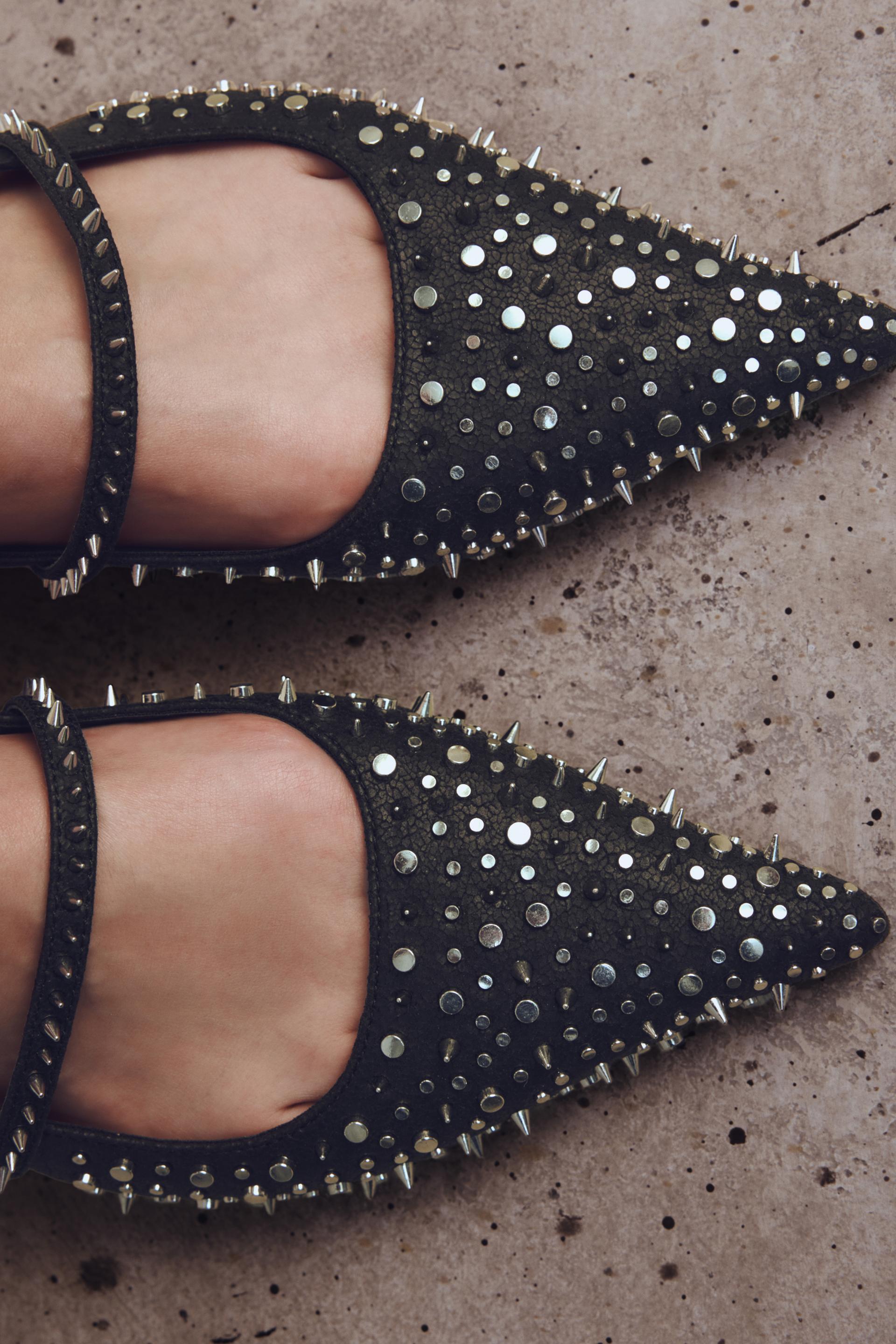 Zara black studded flats Clearance