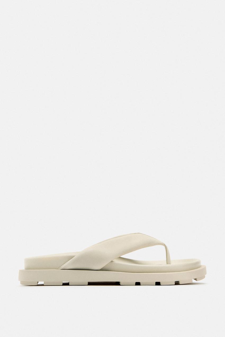 Padded flat leather sandals zara Clearance