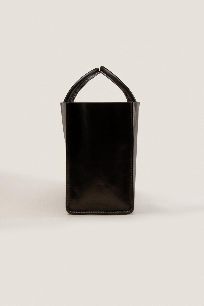 Zara black leather tote Clearance
