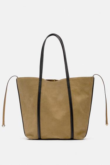 Obrázek 0 z/ze KABELKA SHOPPER ZE ŠTÍPANÉHO SEMIŠE od Zara