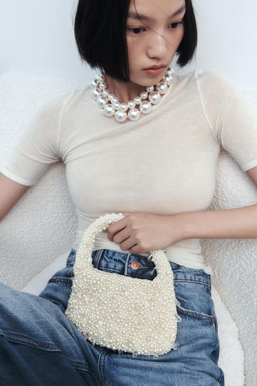 Zara white pearl bag Clearance