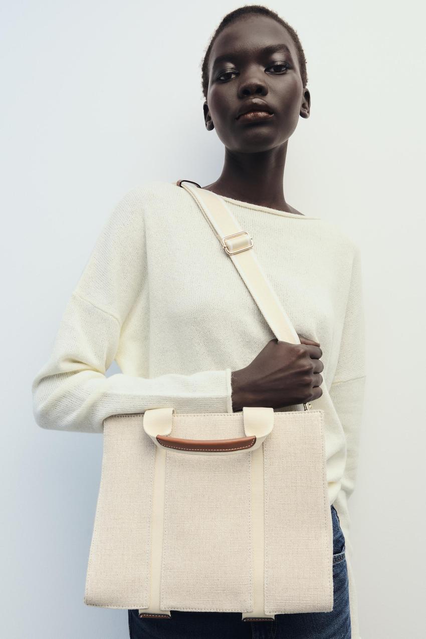 Fabric tote bag zara Clearance