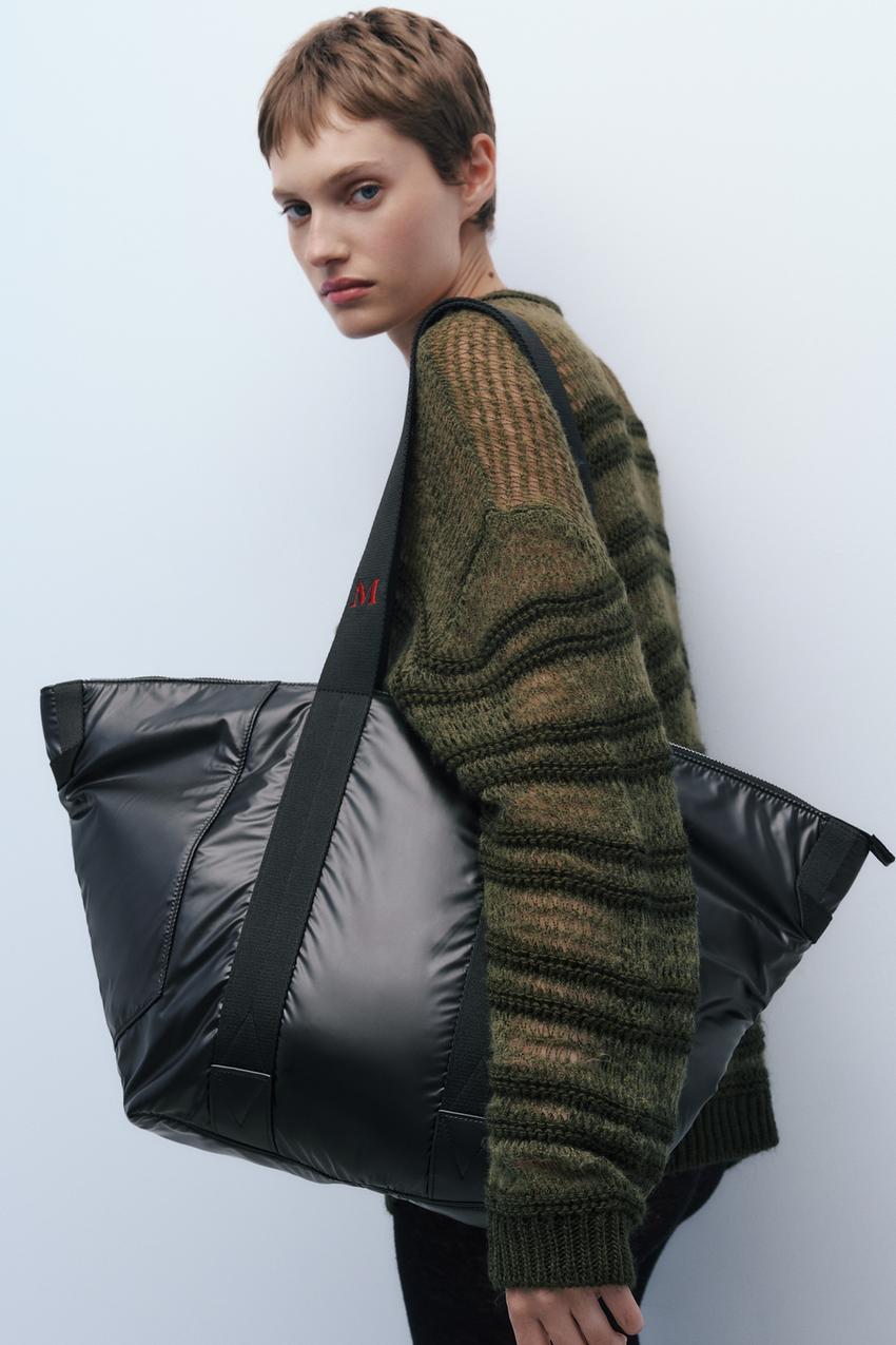 Fabric tote bag zara Clearance