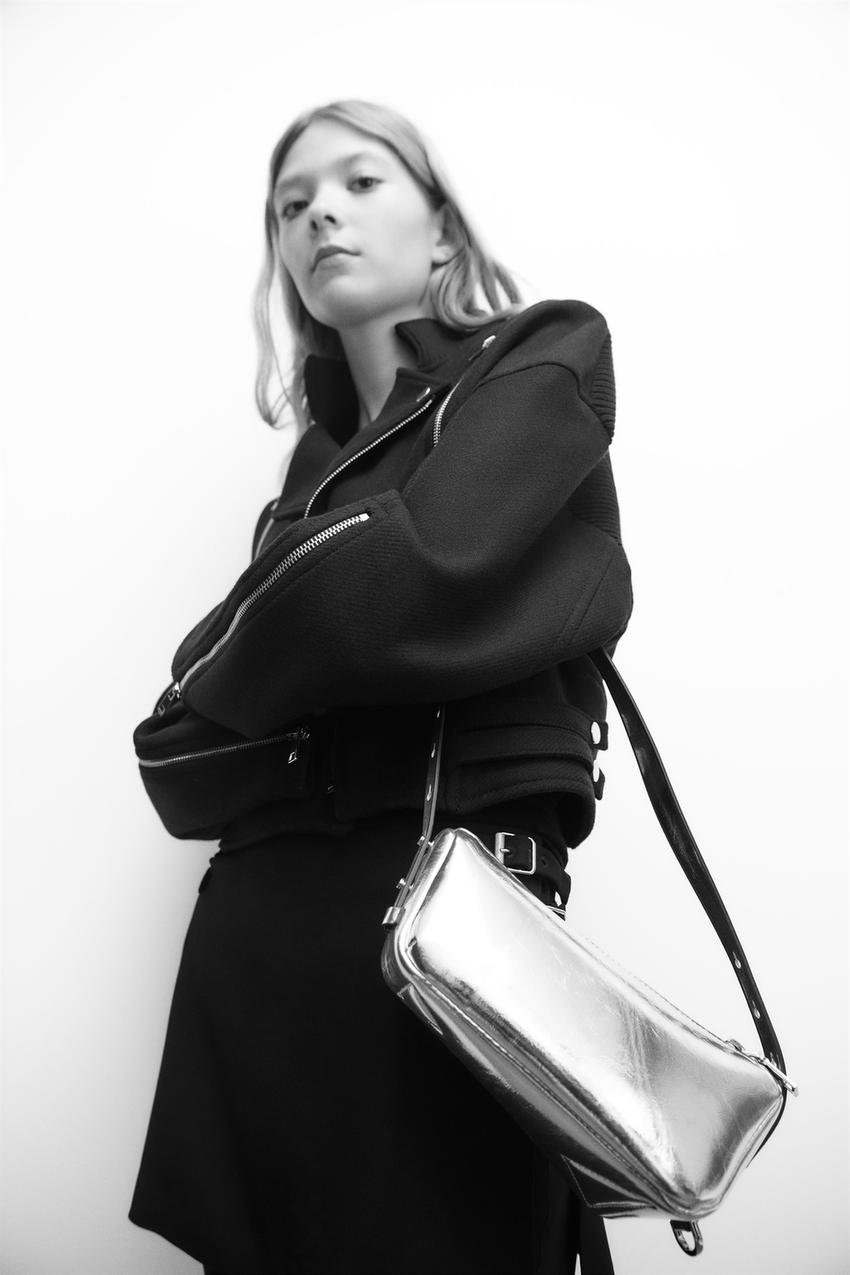 Zara silver crossbody bag Clearance