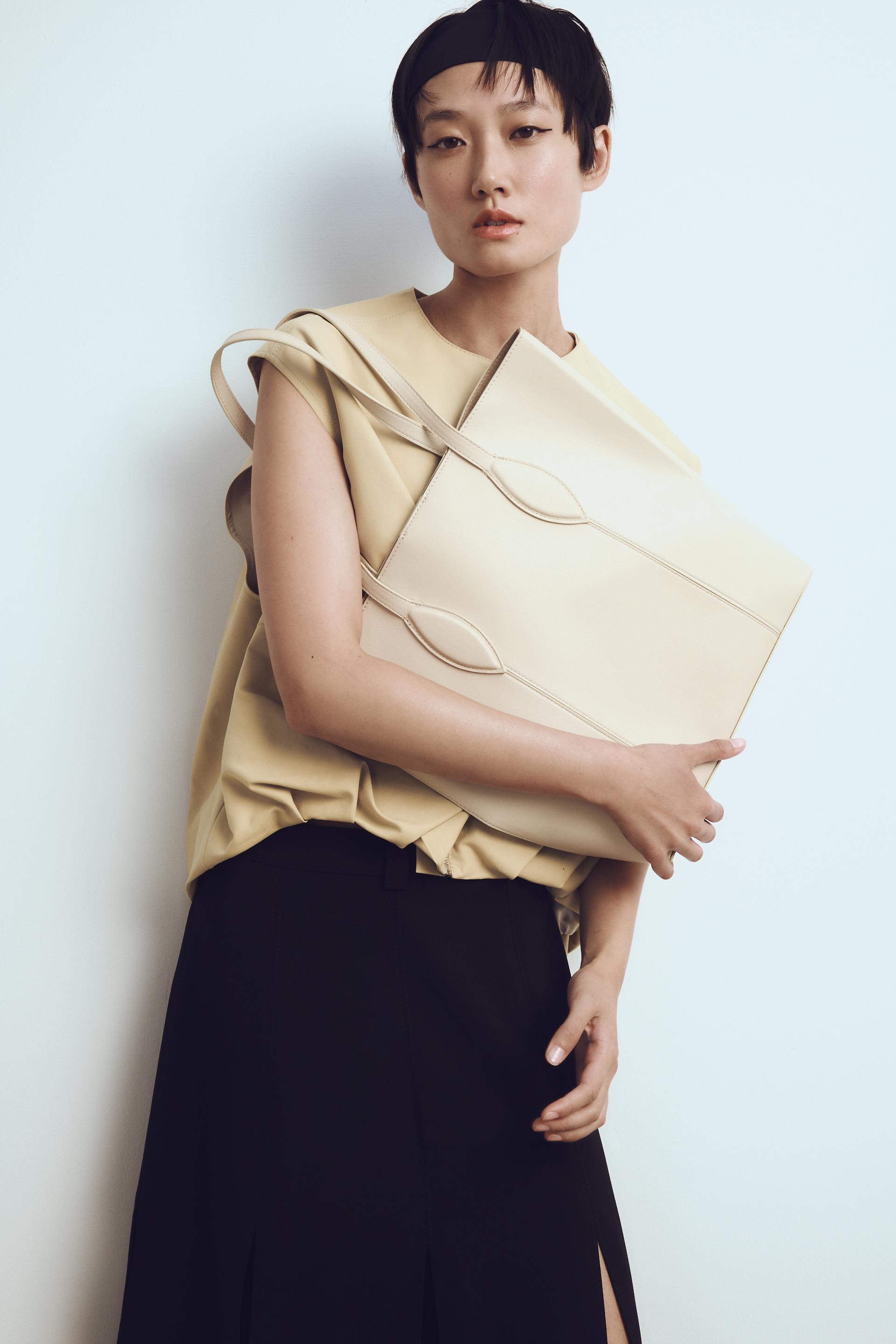 Zara tote bag with topstitching Clearance