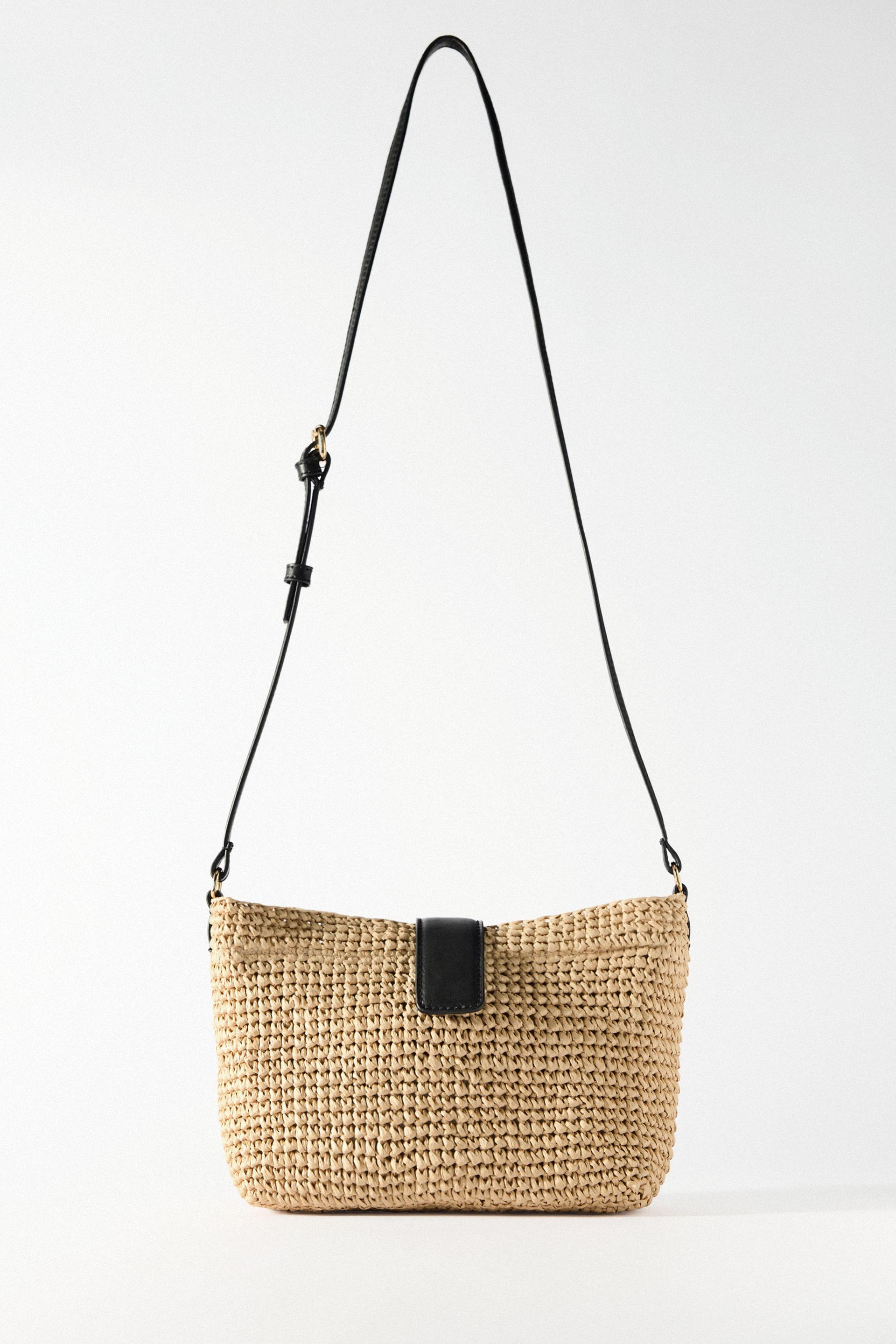 Zara raffia crossbody bag Clearance