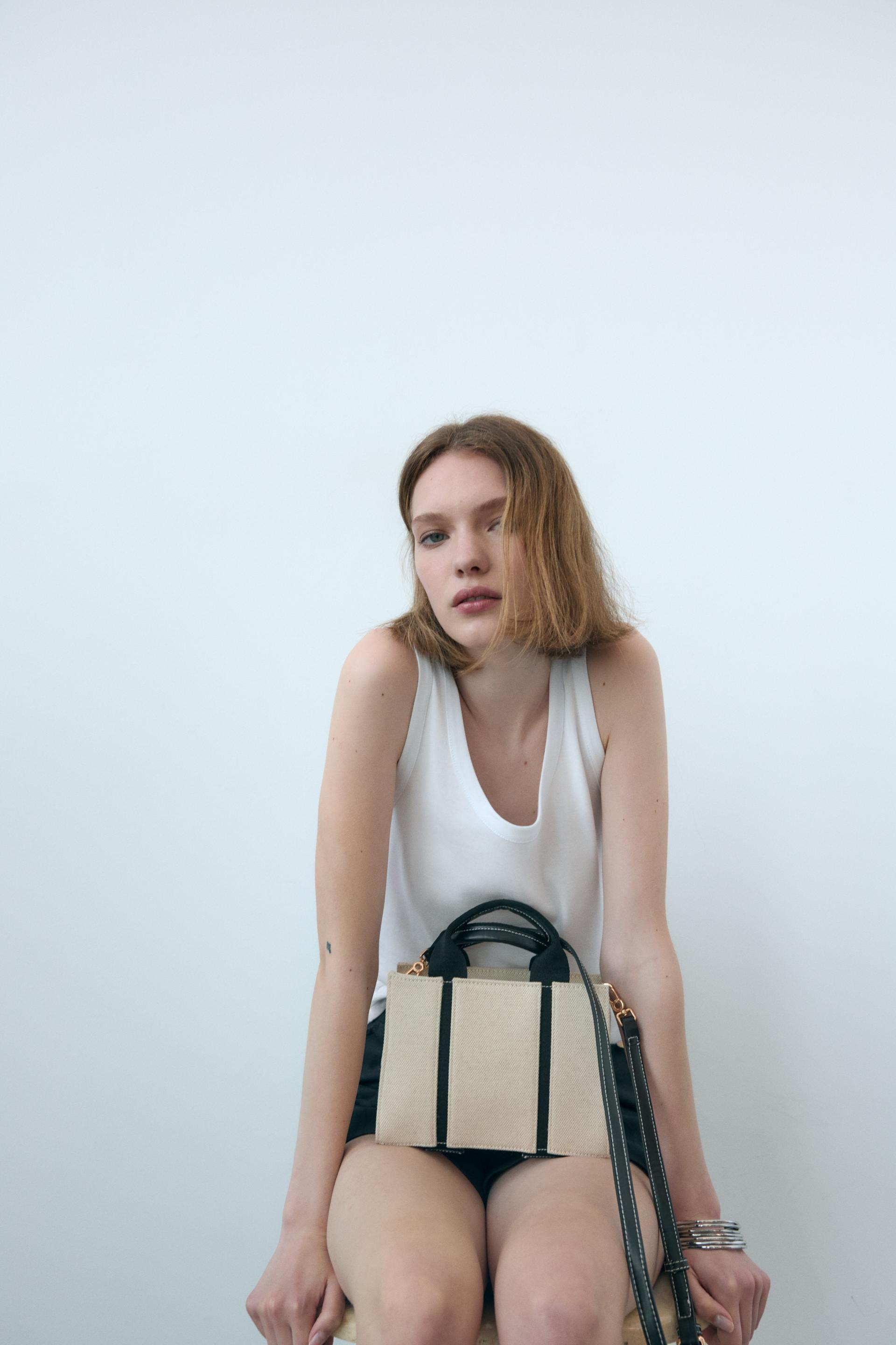 Zara canvas handbags & purses Clearance