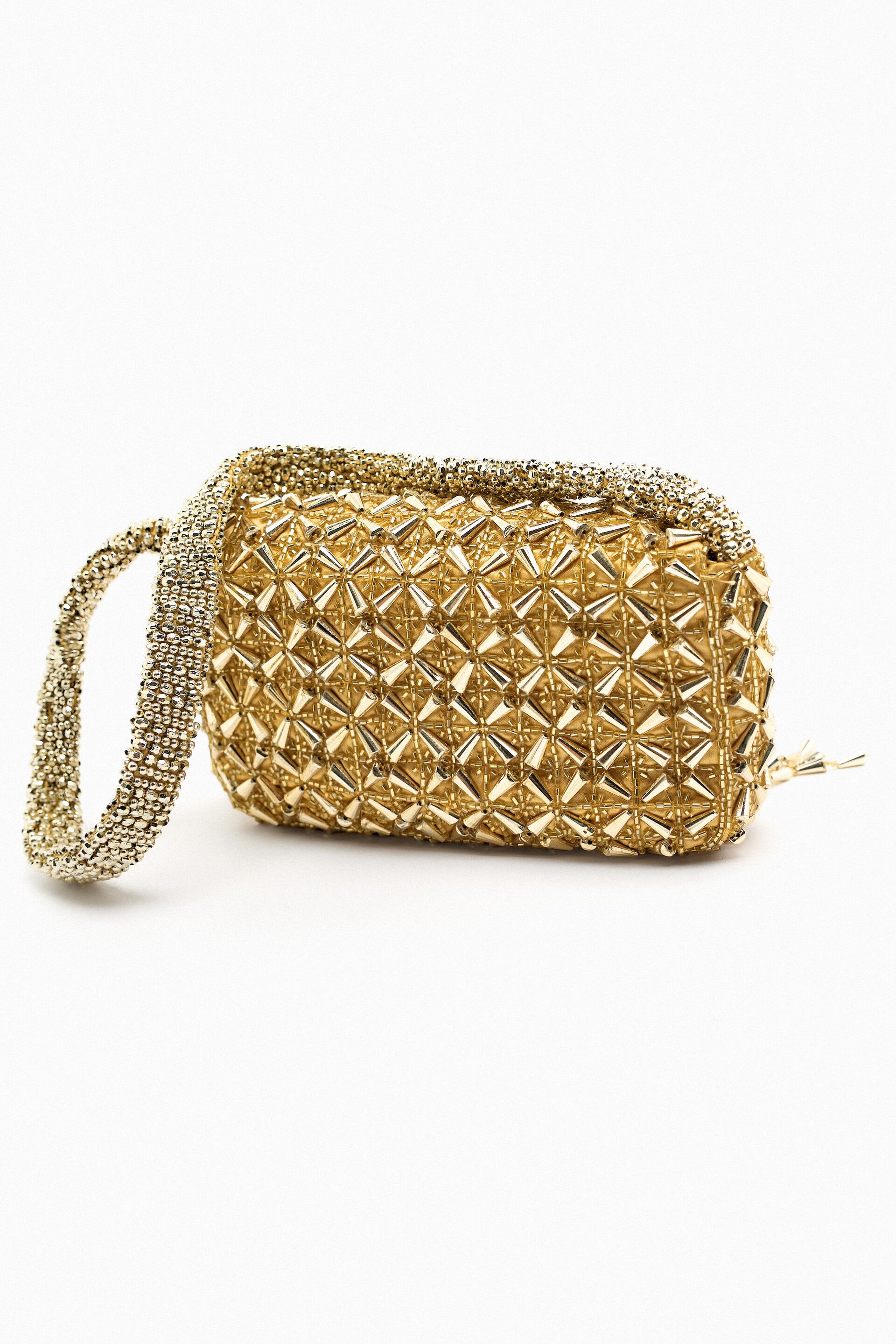 gold beaded handbag