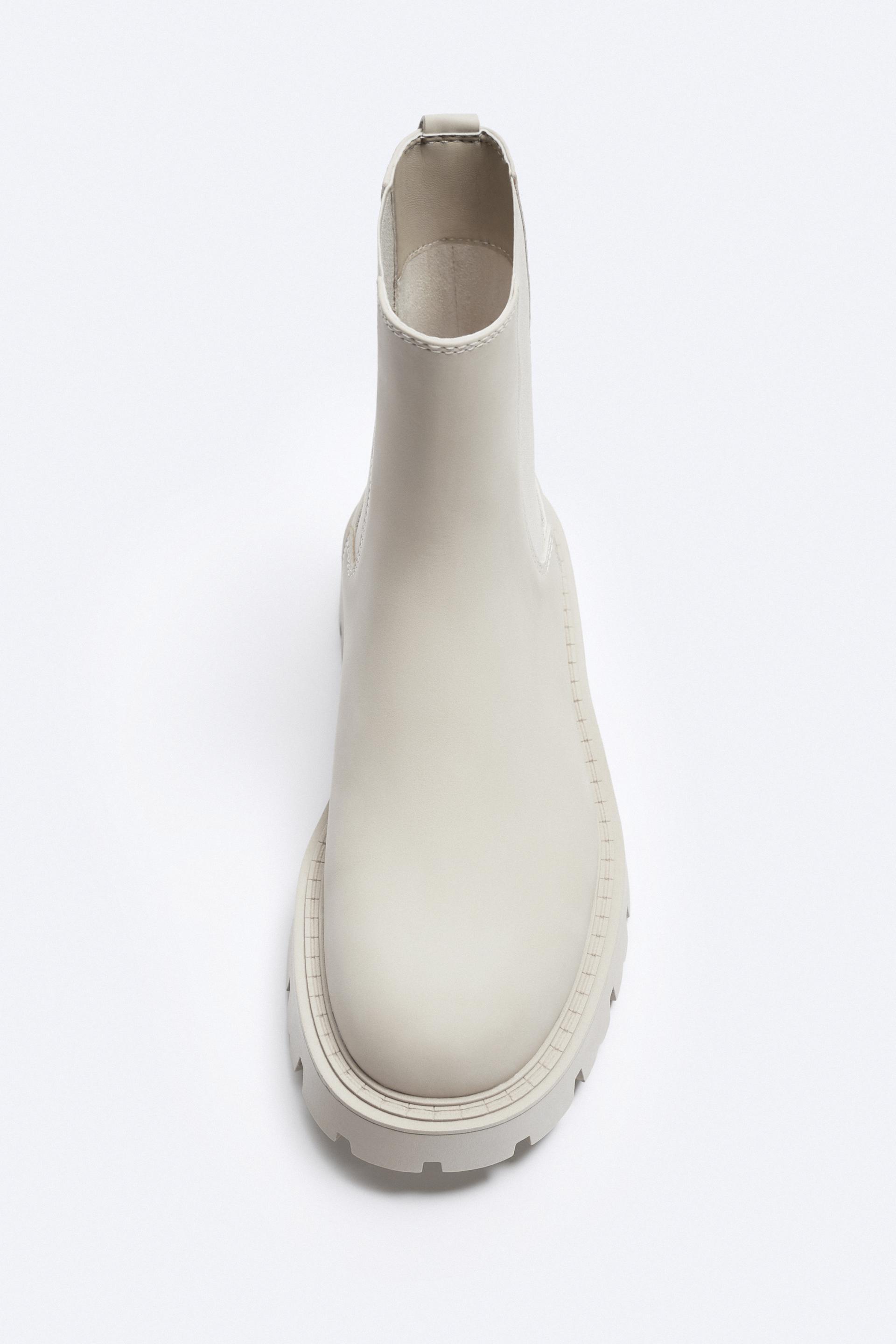 Zara white chelsea boots Clearance
