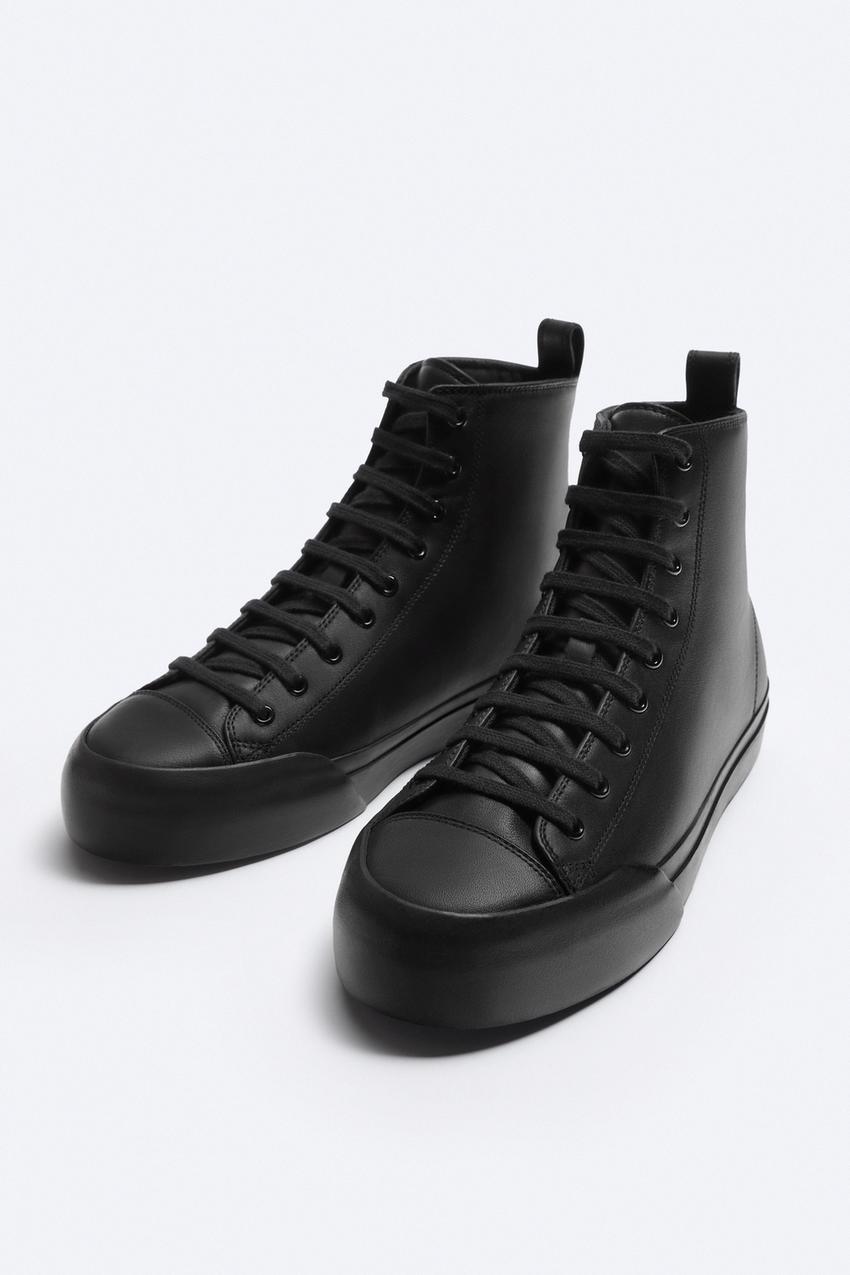 Zara leather high top sneakers Clearance