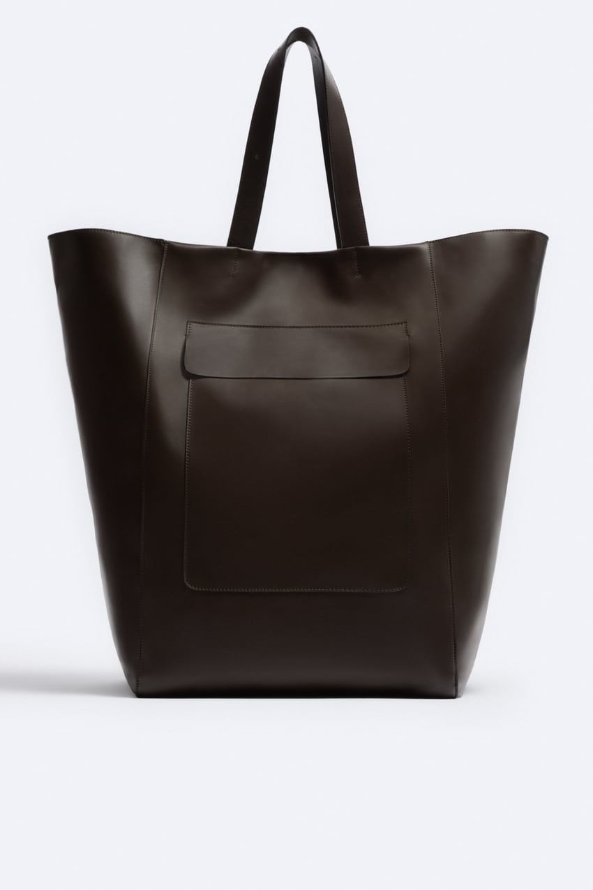 XL LEATHER TOTE BAG - Brown