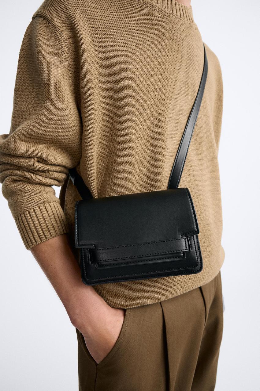 Zara soft leather crossbody bag Clearance