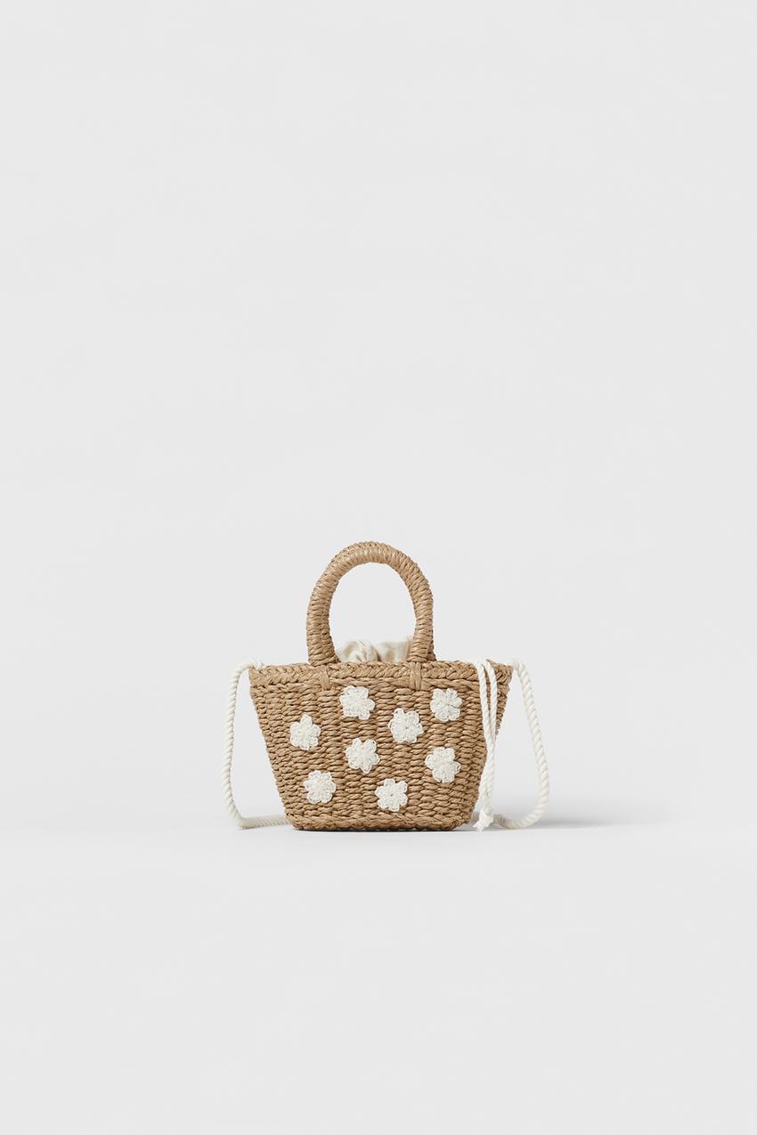 Zara basket bag with pearls Clearance