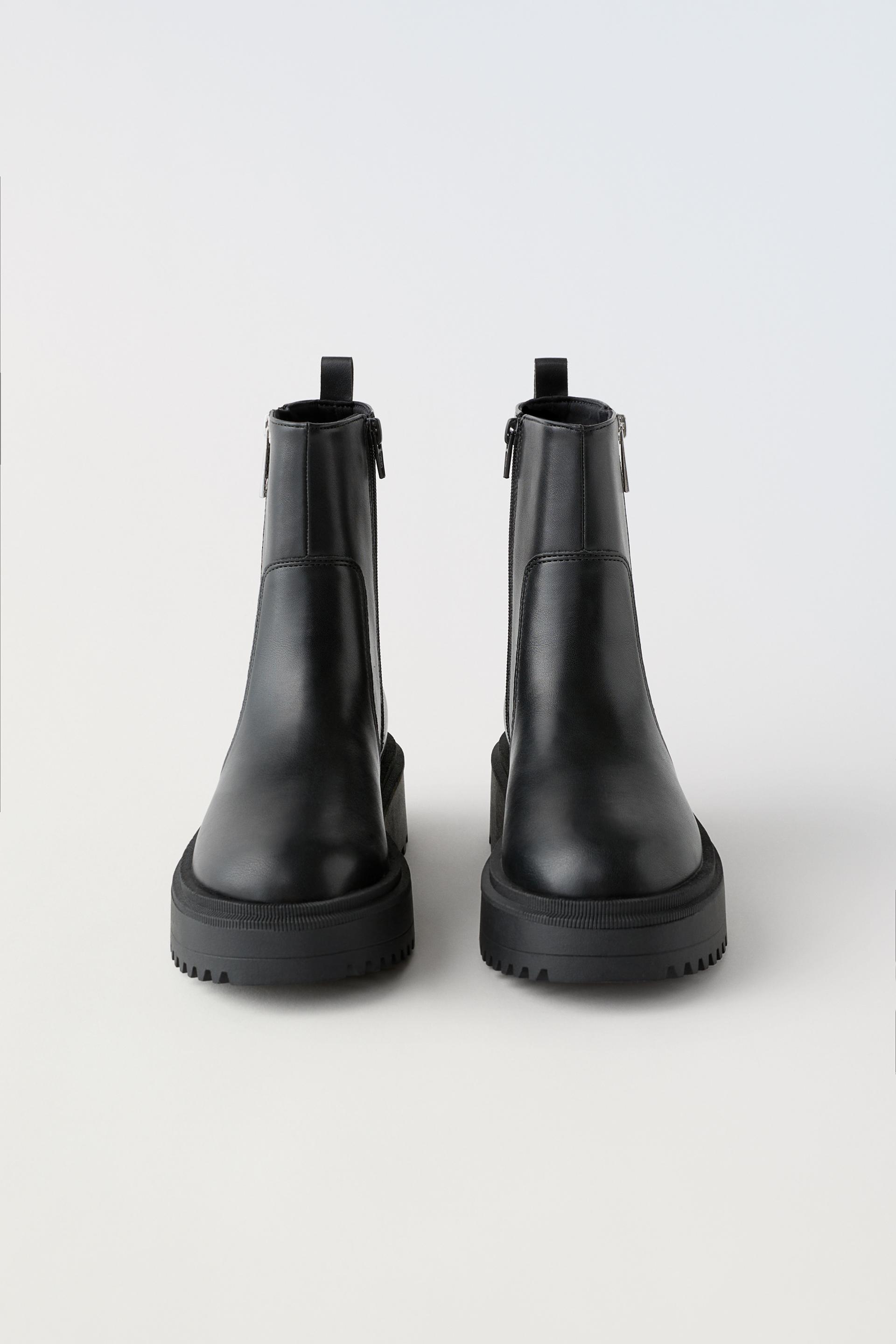 Zara black zip up boots Clearance