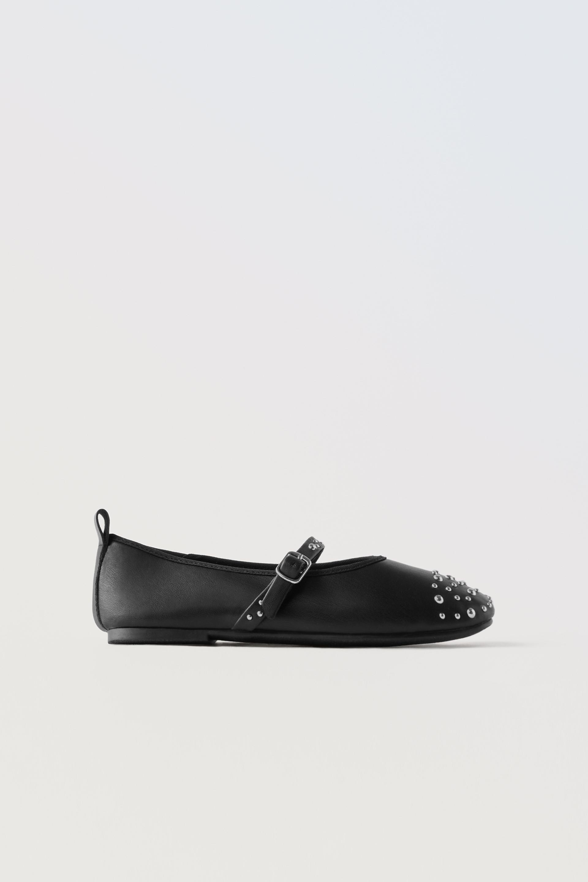 Zara black studded flats Clearance