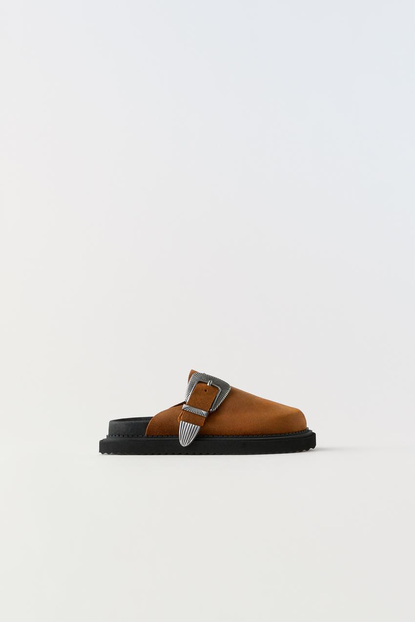 Shearling clogs zara Clearance