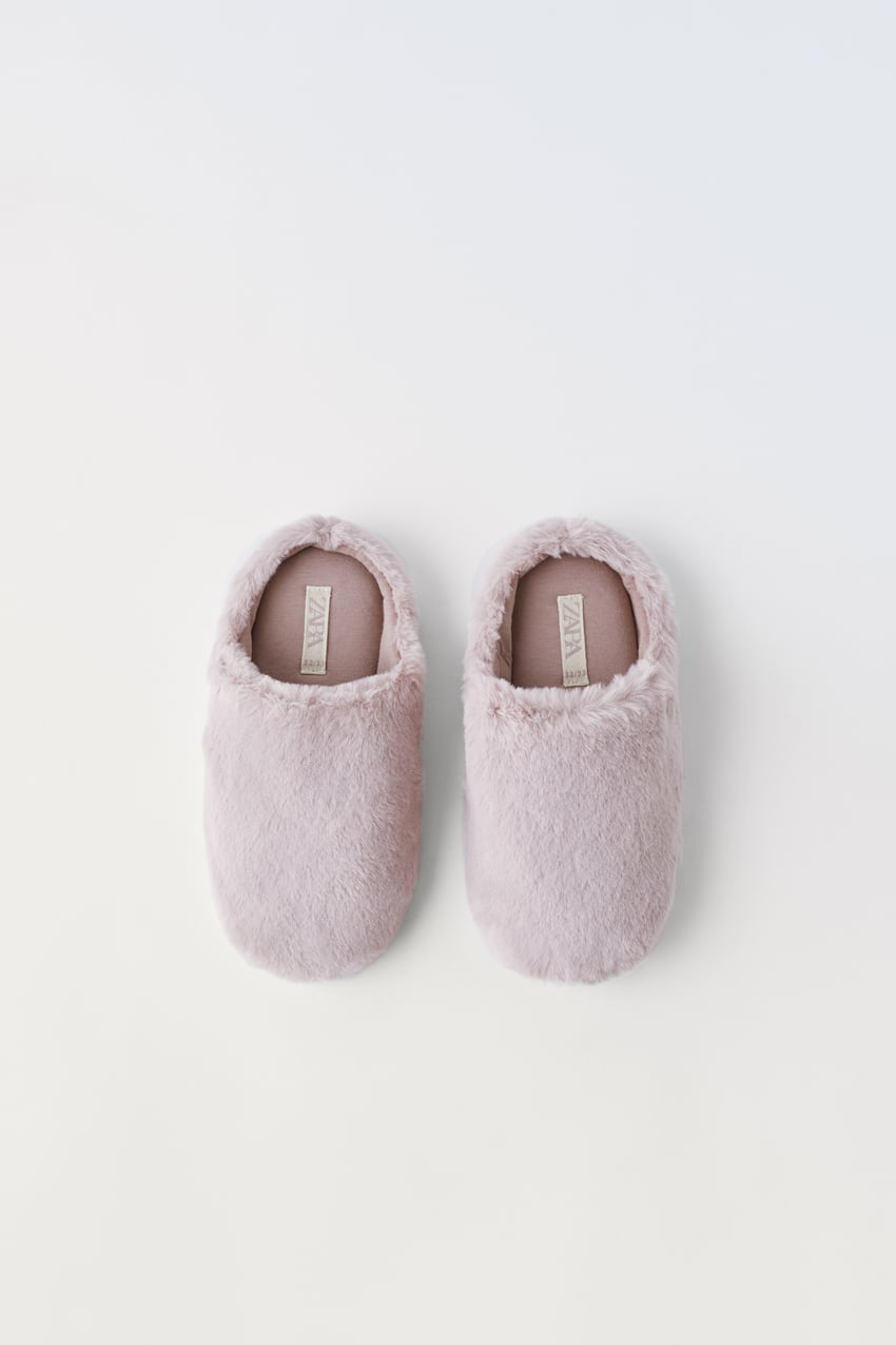 FAUX FUR HOUSE SLIPPERS - Pink