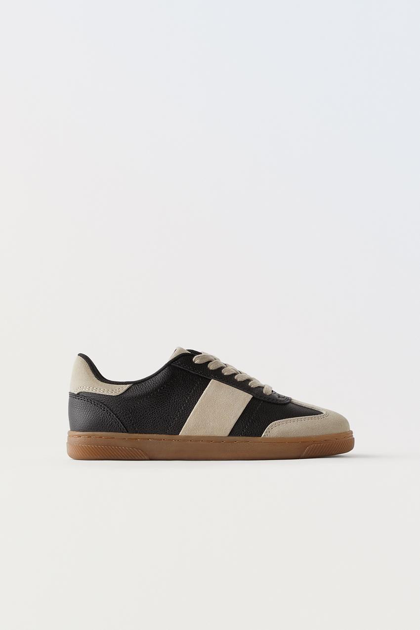 Zara black leather sneakers Clearance
