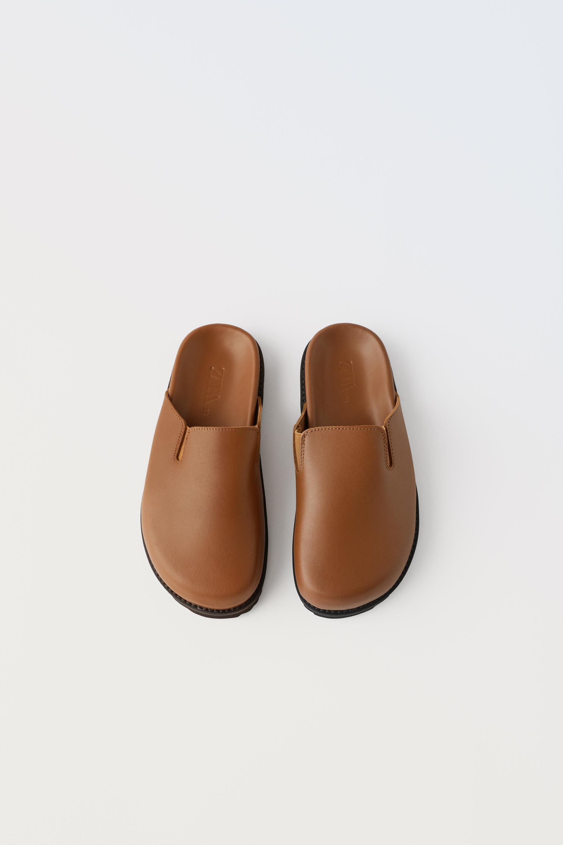 Leather clogs zara Clearance