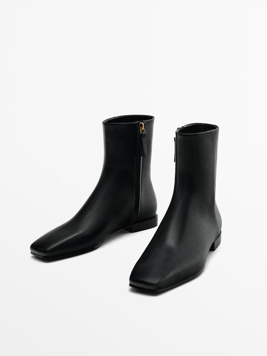 Zara black square toe boots Clearance