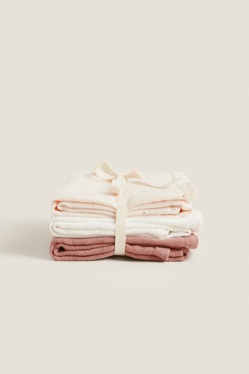CHILDREN'S MULTICOLORED MUSLIN CLOTHS (PACK OF 3) - Pink