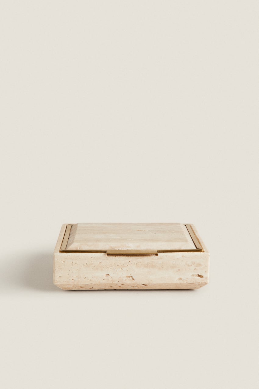 MARBLE BOX WITH LID - Ecru