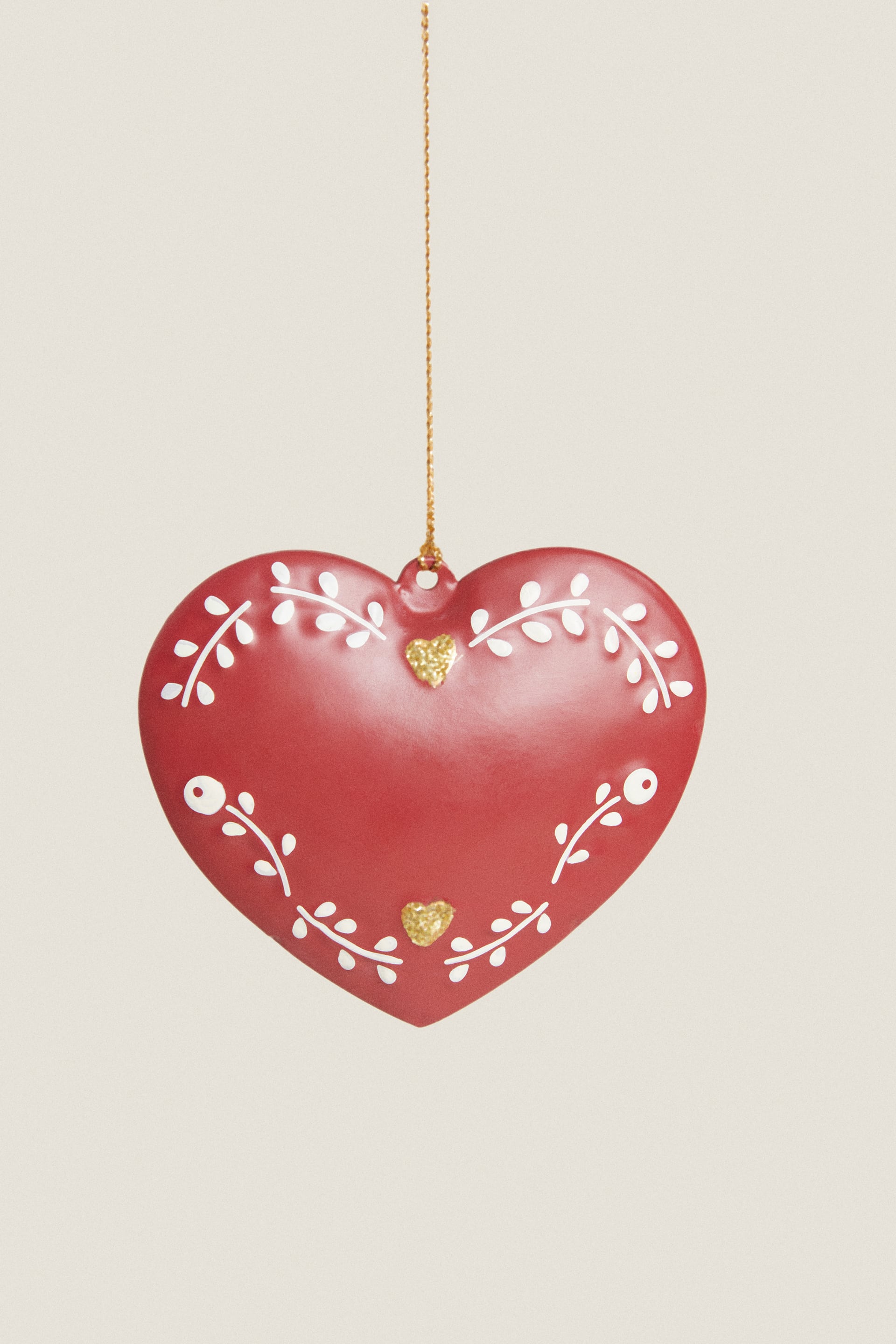 METAL CHRISTMAS HEART ORNAMENT - Red