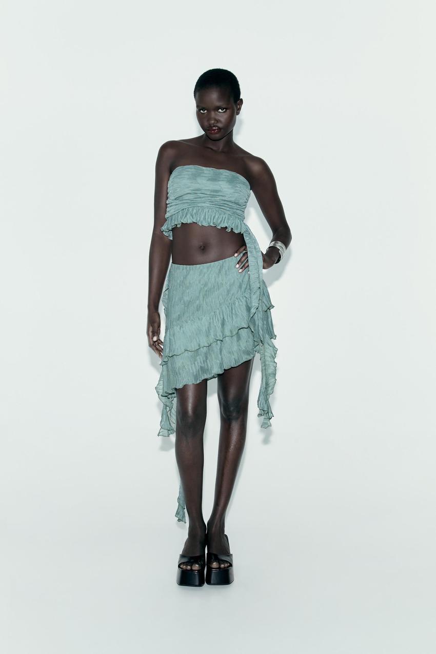 Zara green skirt and top set Clearance