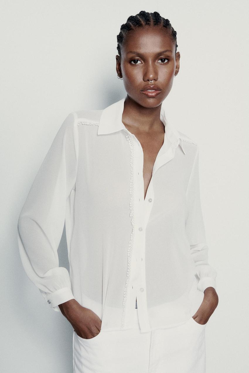 White silk blouse zara Clearance