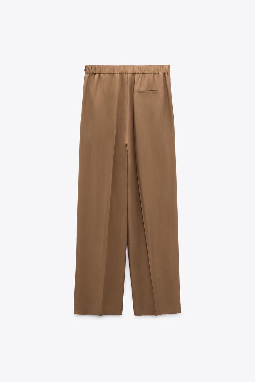 Brown wide leg pants zara Clearance