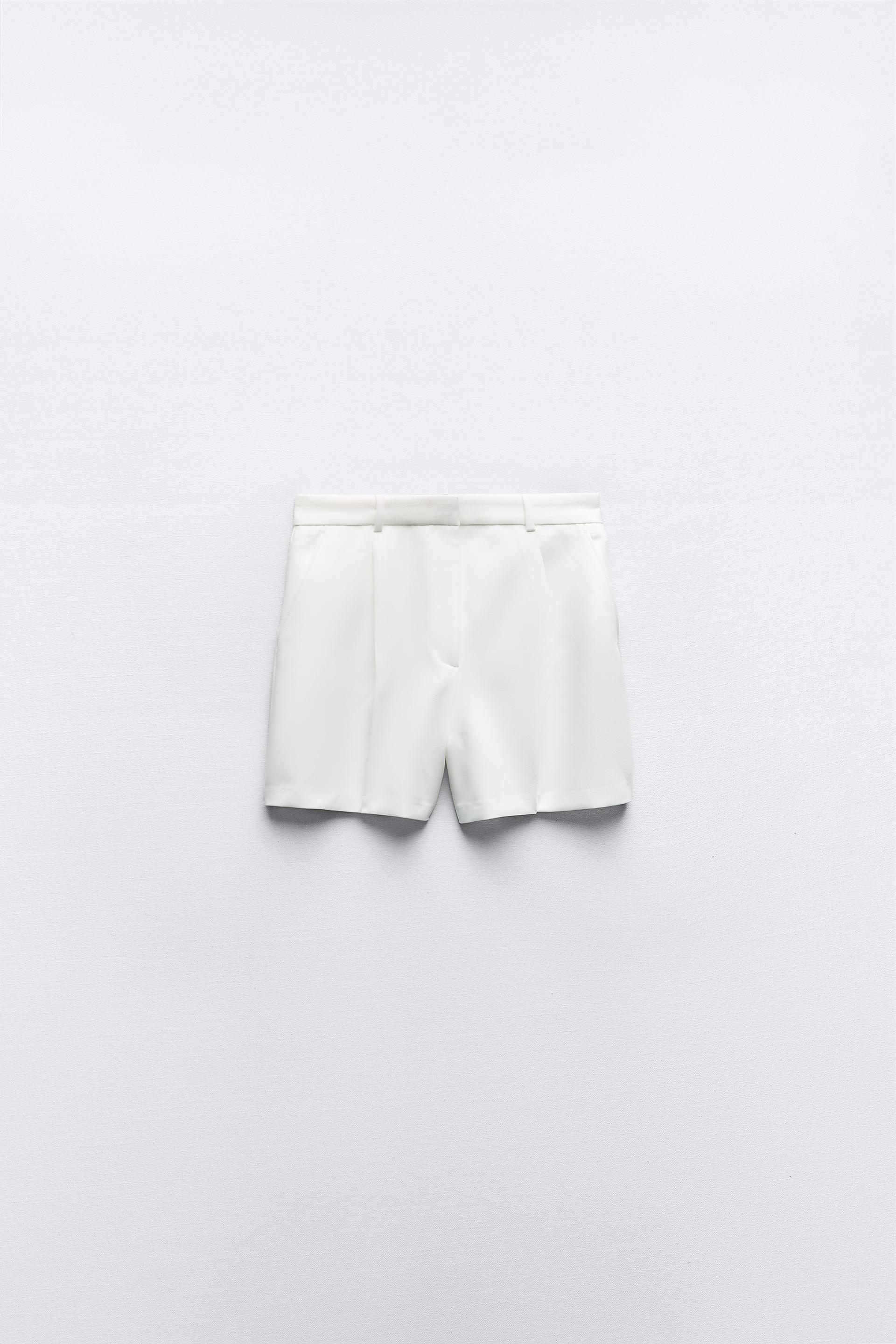 White ribbed shorts zara clearance