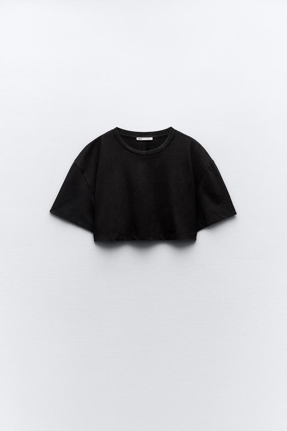 Zara black crop top Clearance