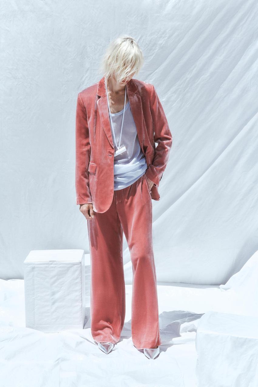 Zara pink velvet jacket Clearance