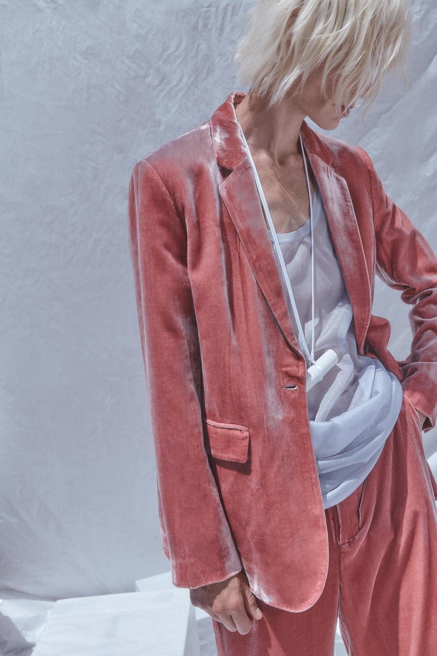 Zara pink velvet jacket Clearance