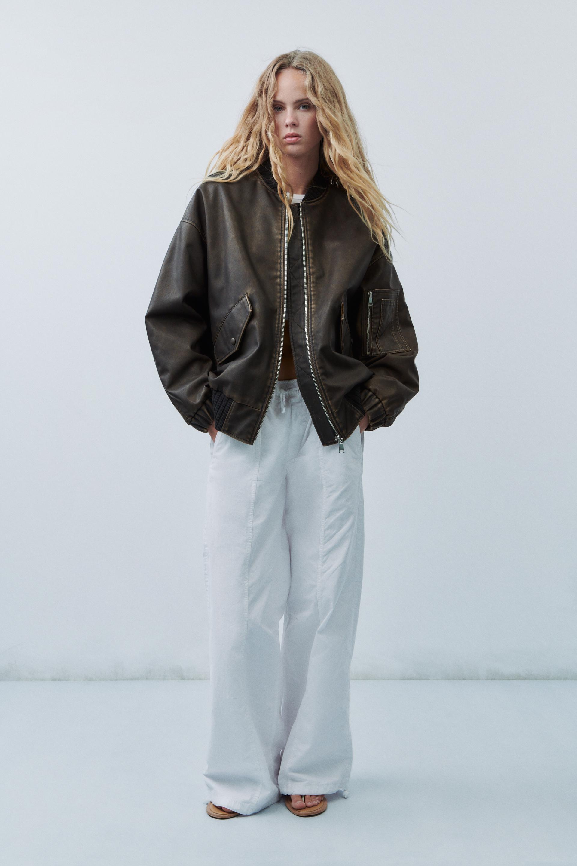 Zara faux leather cardigan Outlet